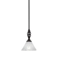 Elegante Mini Pendant With Hang Straight Swivel Shown In Dark Granite Finish With 7 Italian Ice Glass