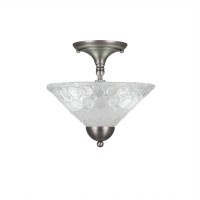 Semi-Flush With 2 Bulbs Shown In Brushed Nickel Finish With 12 Italian Bubble Glass