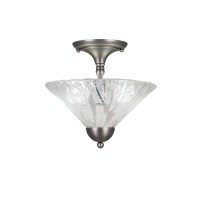 Semi-Flush With 2 Bulbs Shown In Brushed Nickel Finish With 12 Italian Ice Glass