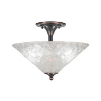 Semi-Flush With 2 Bulbs Shown In Black Copper Finish With 16 Italian Bubble Glass