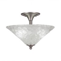 Semi-Flush With 2 Bulbs Shown In Brushed Nickel Finish With 16 Italian Bubble Glass