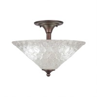 Semi-Flush With 2 Bulbs Shown In Bronze Finish With 16 Italian Bubble Glass