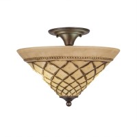 Semi-Flush With 2 Bulbs Shown In Bronze Finish With 16 Chocolate Icing Glass