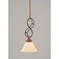 Jazz Mini Pendant With Hang Straight Swivel Shown In Bronze Finish With 7 Italian Marble Glass