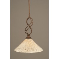 Jazz Mini Pendant With Hang Straight Swivel Shown In Bronze Finish With 12 Gold Ice Glass