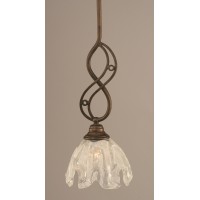 Jazz Mini Pendant With Hang Straight Swivel Shown In Bronze Finish With 7 Italian Ice Glass