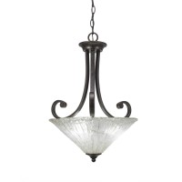 Curl Pendant With 3 Bulbs Shown In Bronze Finish With 16 Italian Ice Glass