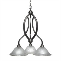 Bow 3 Light Chandelier Shown In Brushed Nickel Finish With 10 Frosted Crystal Glass