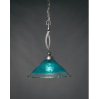 Bow Pendant Shown In Brushed Nickel Finish With 16 Teal Crystal Glass