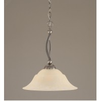 Bow Pendant Shown In Brushed Nickel Finish With 16 Amber Marble Glass