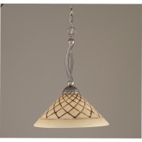 Bow Pendant Shown In Brushed Nickel Finish With 16 Chocolate Icing Glass