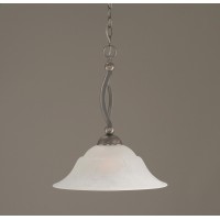 Bow Pendant Shown In Brushed Nickel Finish With 16 White Marble Glass