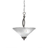 Bow Pendant With 2 Bulbs Shown In Brushed Nickel Finish With 16 Frosted Crystal Glass