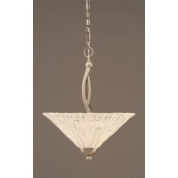 Bow Pendant With 2 Bulbs Shown In Brushed Nickel Finish With 16 Italian Ice Glass