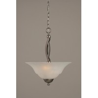 Bow Pendant With 2 Bulbs Shown In Brushed Nickel Finish With 16 White Marble Glass