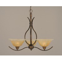 Swoop 3 Light Chandelier Shown In Bronze Finish With 10 Amber Crystal Glass