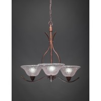 Swoop 3 Light Chandelier Shown In Bronze Finish With 10 Frosted Crystal Glass