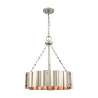 Clausten 4-Light Chandelier In Matte Nickel With Satin Nickel Metal Shade