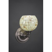 Wall Sconce Shown In Brushed Nickel Finish With 6 Mystic Seashell Glass