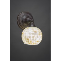 Wall Sconce Shown In Dark Granite Finish With 6 Mystic Seashell Glass