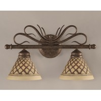 Swan 2 Light Bath Bar Shown In Bronze Finish With 7 Chocolate Icing Glass