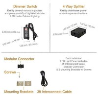 Lightkiwi E7574 Dimmable Led Under Cabinet Lighting 4 Panel Kit, 12 Inches Each, Warm White (3000K), 12 Watt, 24Vdc, Dimmer Switch & All Accessories Included, Low Profile, Aluminum Body, Ul Listed