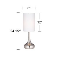 360 Lighting Modern Industrial Dropletshaped Table Lamp 245 High Brushed Nickel Silver Metal White Fabric Cylinder Shade Deco