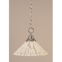 Chain Hung Pendant Shown In Chrome Finish With 12 Italian Ice Glass