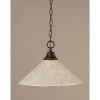 Chain Hung Pendant Shown In Dark Granite Finish With 16 Gold Ice Glass