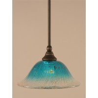 Stem Mini Pendant With Hang Straight Swivel Shown In Dark Granite Finish With 10 Teal Crystal Glass