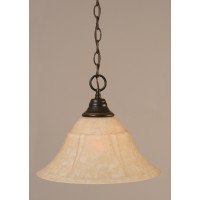 Chain Hung Pendant Shown In Dark Granite Finish With 14 Italian Marble Glass