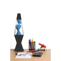 Schylling 2313 Lava The Original Black Base Lamp With Neon Blue Wax In Clear Liquid, 3.9