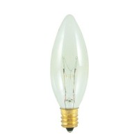 Bulbrite 40Ctc/25/3 40-Watt Incandescent Torpedo B8 Chandelier Bulb, Candelabra Base, Clear