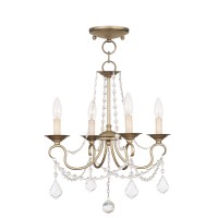 Livex Lighting 6514-73 Pennington 4 Light Convertible Hanging Lantern/Ceiling Mount, Hand Painted Antique Silver Leaf