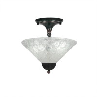 Semi-Flush With 2 Bulbs Shown In Black Copper Finish With 12 Italian Bubble Glass