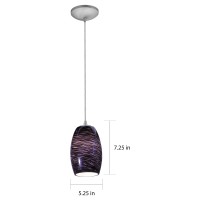 Chianti Glass Pendant 1Light Pendant Cord Brushed Steel Finish Purple Swirl Glass Shade