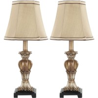 Safavieh Lighting Collection Gabriella Traditional Gold Urn/ Beige Shade 17-Inch Bedroom Living Room Home Office Desk Nightstand Table Lamp Set Of 2 (Led Bulbs Included)