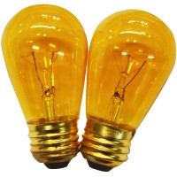 String Light Company S1411Wa Amber S14 Light Bulb With E26 Base, 11-Watt (Pack Of 12)