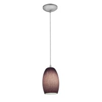 Chianti Glass Pendant 1Light Pendant Cord Brushed Steel Finish Purple Cloud Glass Shade