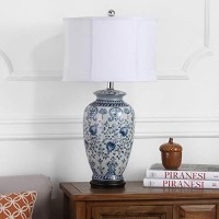 Safavieh Lighting Collection Paige Blue/ White Ginger Jar 29-Inch Bedroom Living Room Home Office Desk Nightstand Table Lamp (Led Bulb Included)