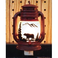 Electric Night Light Lantern With Bear Scene, 6-Inch