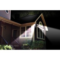 The Maxsa Innovations SolarPowered Dual Head LED Security Spotlight has two adjustable heads to aim light and automatically turns on when motion is detected after dusk Use the dual dual head LED security spotlight to light porches decks backyards or anywh