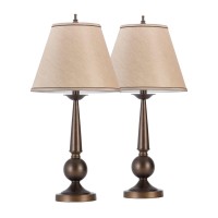 Globe Electrics set of two 27 table lamps are a perfect way add a classic antique look to your space The OnOff rotary switch is conveniently located at the base of the lamp for quick and easy use The classic design is very versatile making them great for 