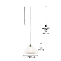 Globe Electric 64413 1-Light Plug-In Pendant, Brushed Steel, Frosted White Shade, 15Ft Clear Cord, In-Line On/Off Switch, E26 Base Socket, Kitchen Island, Caf�, Hanging Light, Bulb Not Included