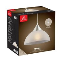 Globe Electric 64413 1-Light Plug-In Pendant, Brushed Steel, Frosted White Shade, 15Ft Clear Cord, In-Line On/Off Switch, E26 Base Socket, Kitchen Island, Caf�, Hanging Light, Bulb Not Included