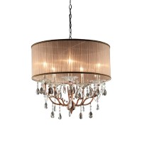 Place this elegant ceiling lamp anywhere in the living room to give the interior a luxurious style and feel This lamp features a gray with hints of light pink colored shade The shade contains a lining of a simply creative design The body is made of steel 