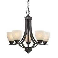 Design Classics Lighting Modern 5 Light Chandelier Hanging Light Fixture With Alabaster Glass In Bronze Finish