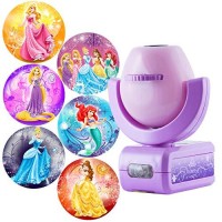 Projectables Disney Princess 6-Image Led Night Light Projector, Dusk-To-Dawn Sensor, Project Princesses Cinderella, Ariel, Aurora, Belle, & Rapunzel On Ceiling, Wall, Or Floor, Pink/Purple, 11738