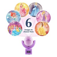 Projectables Disney Princess 6-Image Led Night Light Projector, Dusk-To-Dawn Sensor, Project Princesses Cinderella, Ariel, Aurora, Belle, & Rapunzel On Ceiling, Wall, Or Floor, Pink/Purple, 11738