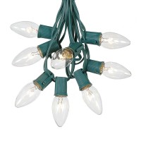 Novelty Lights C9 Clear Christmas String Light Set - 25 Foot, Indoor/Outdoor, Dimmable, Green Wire